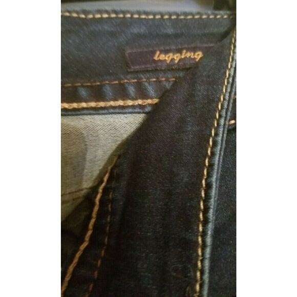 Seven 7 Women Bling Legging Jegging Jeans Blue w/ Gold Metallic Thread size 8 - Picture 5 of 9